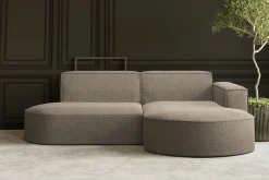Sofa w kształcie L MODENA Studio, tkanina Verita, Ciepły beż Prawostronny