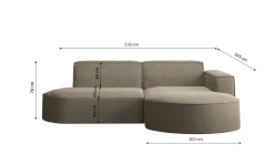 Sofa w kształcie L MODENA Studio, tkanina Verita, Ciepły beż Prawostronny