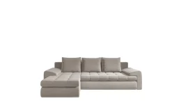 Sofa w kształcie L TOMI narożnik, tkanina Castel Zimny beżowy Lewostronny