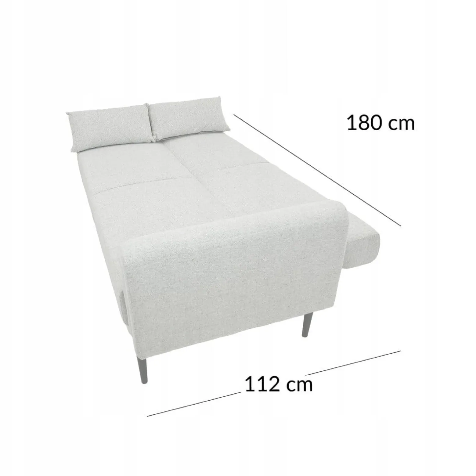 Sofa wypoczynkowa kanapa rozkładana do spania S104 Dalia szenil jasny szary
