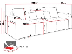 Sofa z funkcją spania i pojemnikiem Pufetto Boucle