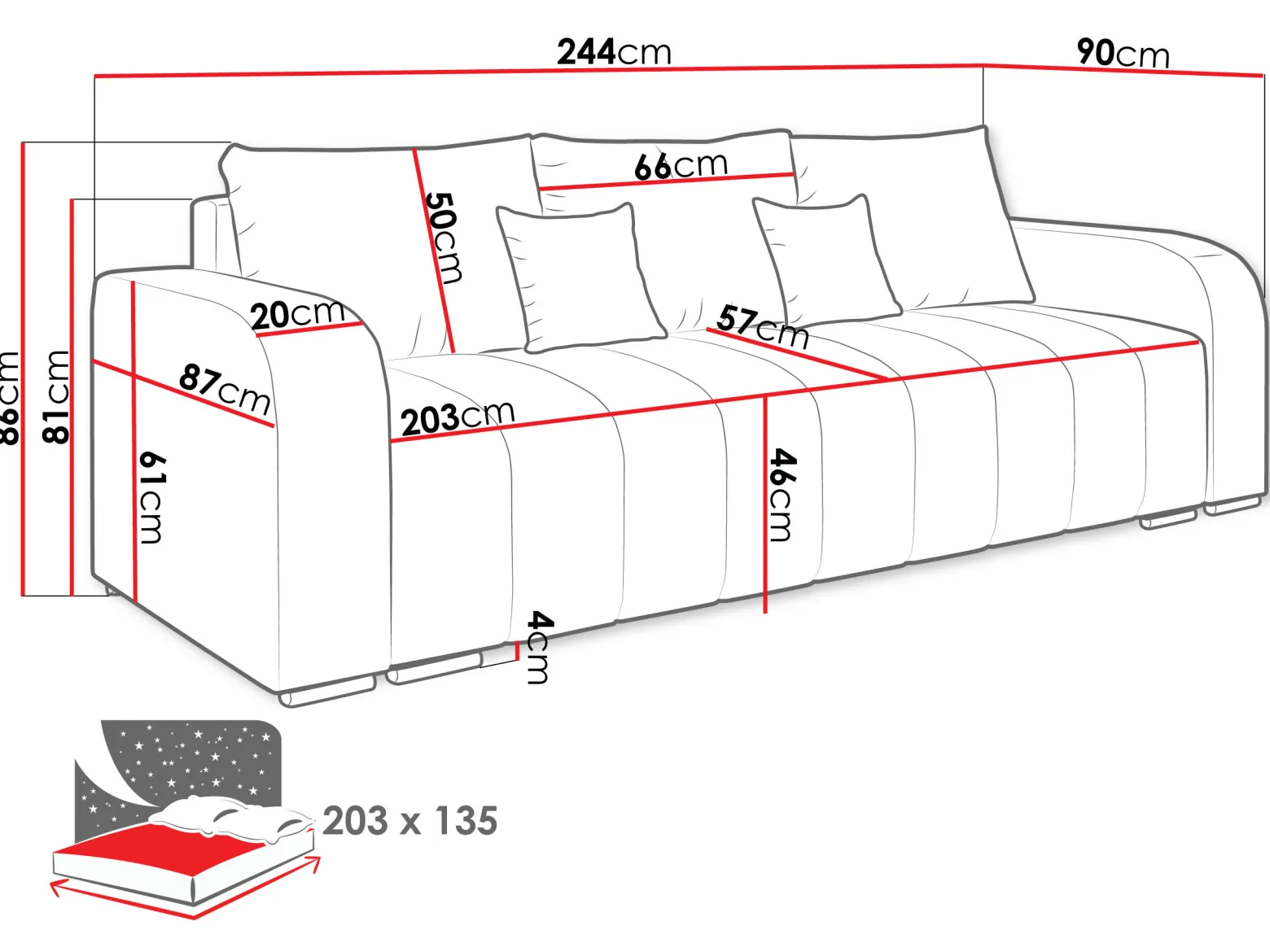 Sofa z funkcją spania i pojemnikiem Pufetto Boucle