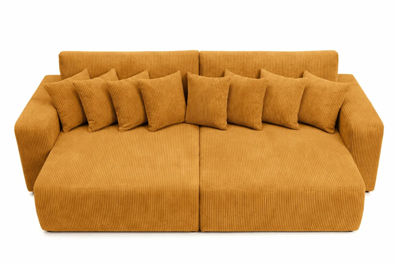 Sofa z funkcją spania, sztruks Poso, Musztardowy, PIANO DOUBLE