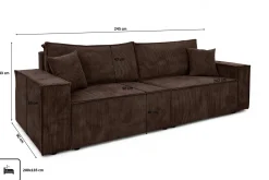 Sofa z funkcją spania, sztruks Poso, Brązowy, BEST SCORNER