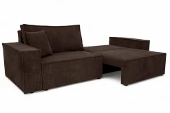 Sofa z funkcją spania, sztruks Poso, Brązowy, BEST SCORNER