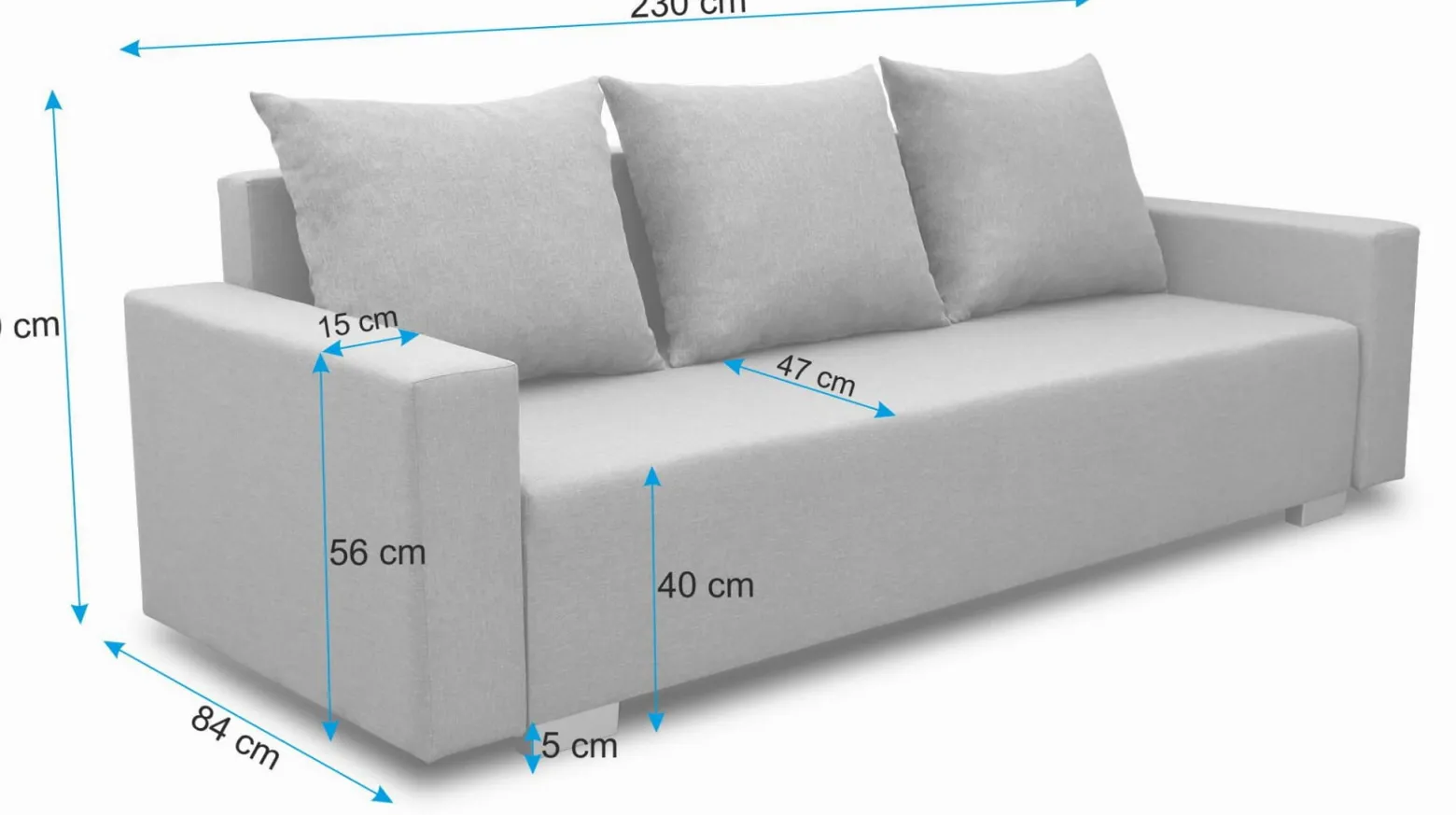 Sofa z funkcją spania z pojemnikiem Burgos Grafit