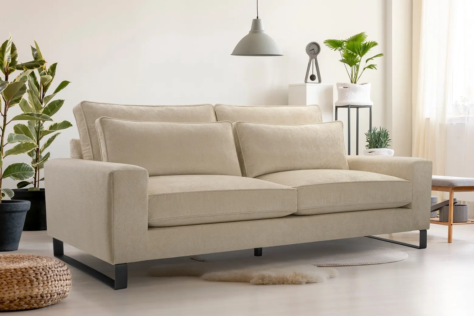 Sofa z loftowymi nogami LARA APHRODITE22 jasny szary