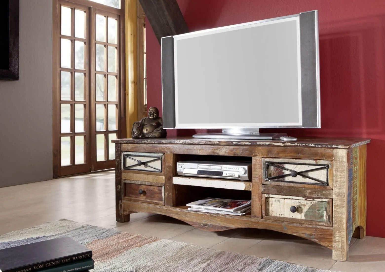 SPIRIT Szafka RTV #01 Drewno przemysłowe Lakier 140x45x50 cm