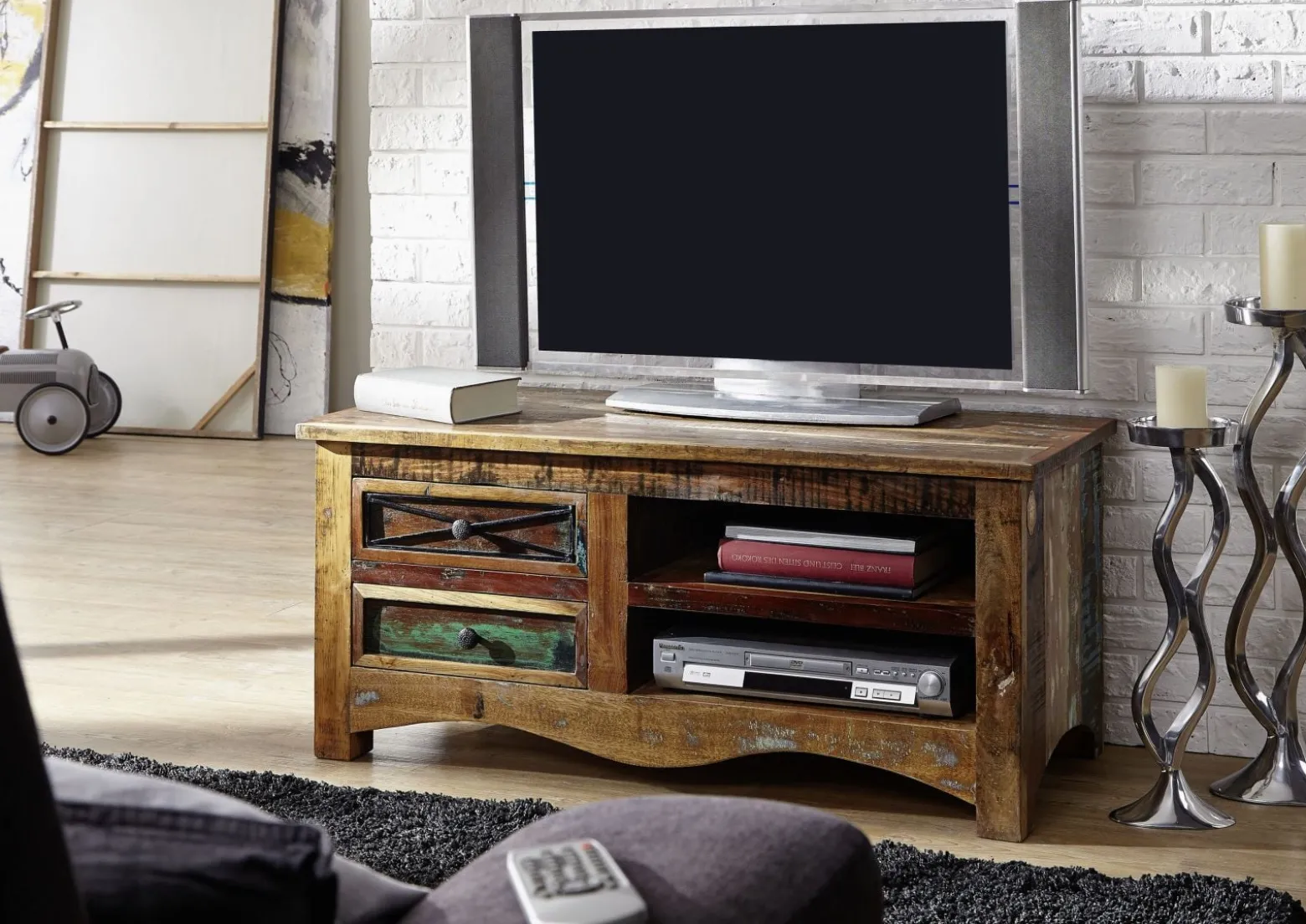 SPIRIT Szafka RTV #20 Drewno z odzysku Lakier 110x50x50 cm