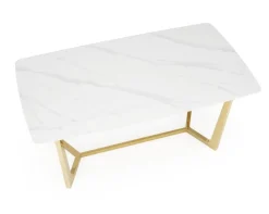 Stół CLEMENTE 160x90 biały marmur/złoty
