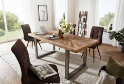 Stół do Jadalni Mango Drewno Lite Stół Kuchenny Loft Metalowa Rama 200 cm