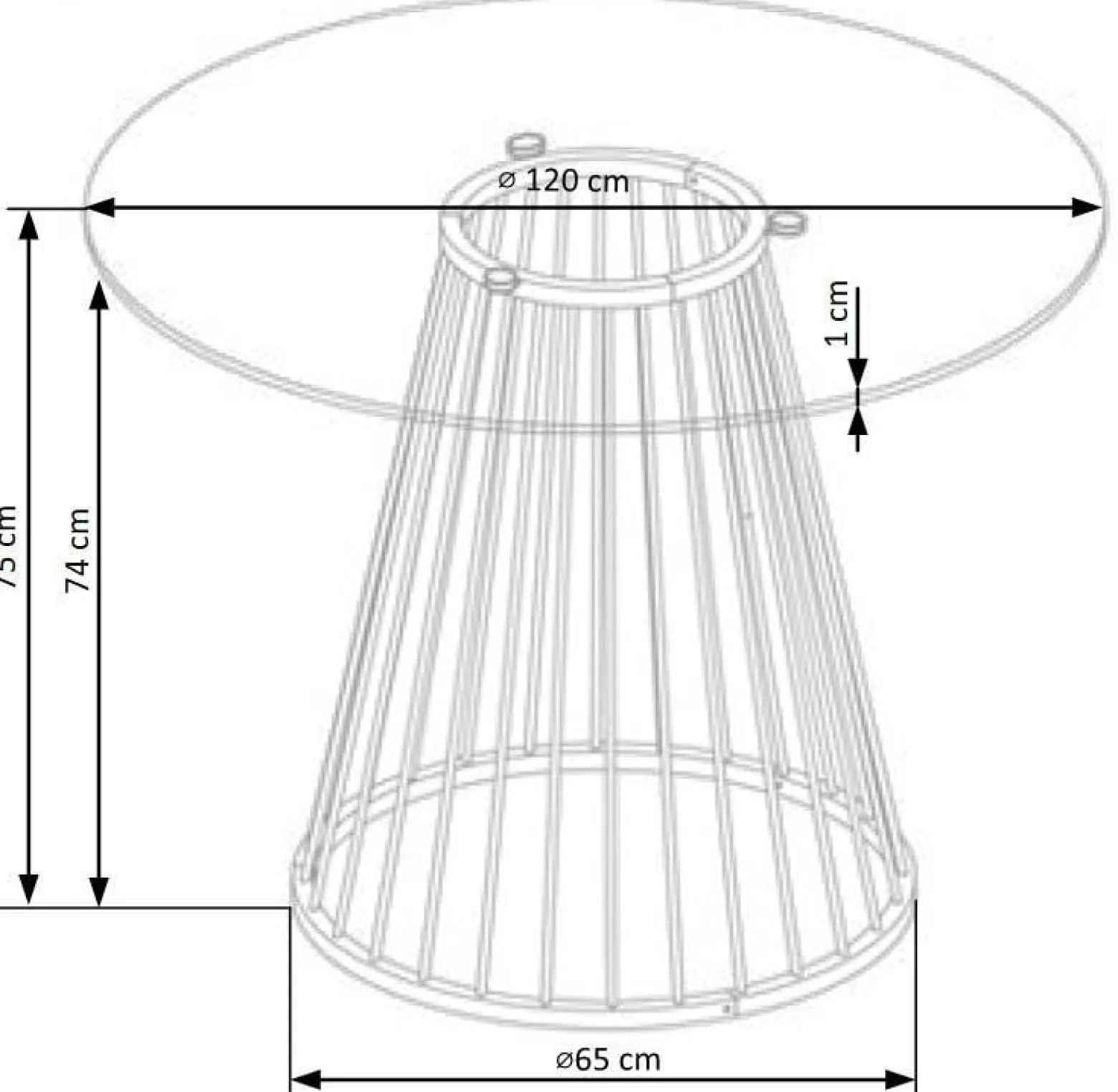 Stół LIVERPOOL 120x120 transparentny/złoty