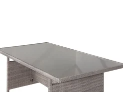 Stół ogrodowy rattan szkło 145x80 szary