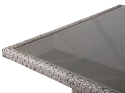 Stół ogrodowy rattan szkło 145x80 szary