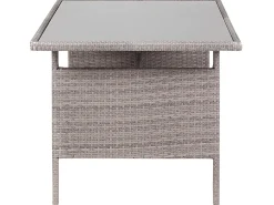 Stół ogrodowy rattan szkło 145x80 szary