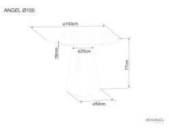 Stół okrągły ANGEL 100 cm efekt marmuru/ czarny mat