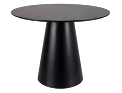 Stół okrągły ANGEL 100 cm efekt marmuru/ czarny mat