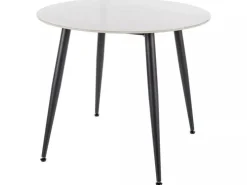 Stół okrągły RION 90 cm biały marmur/ czarny