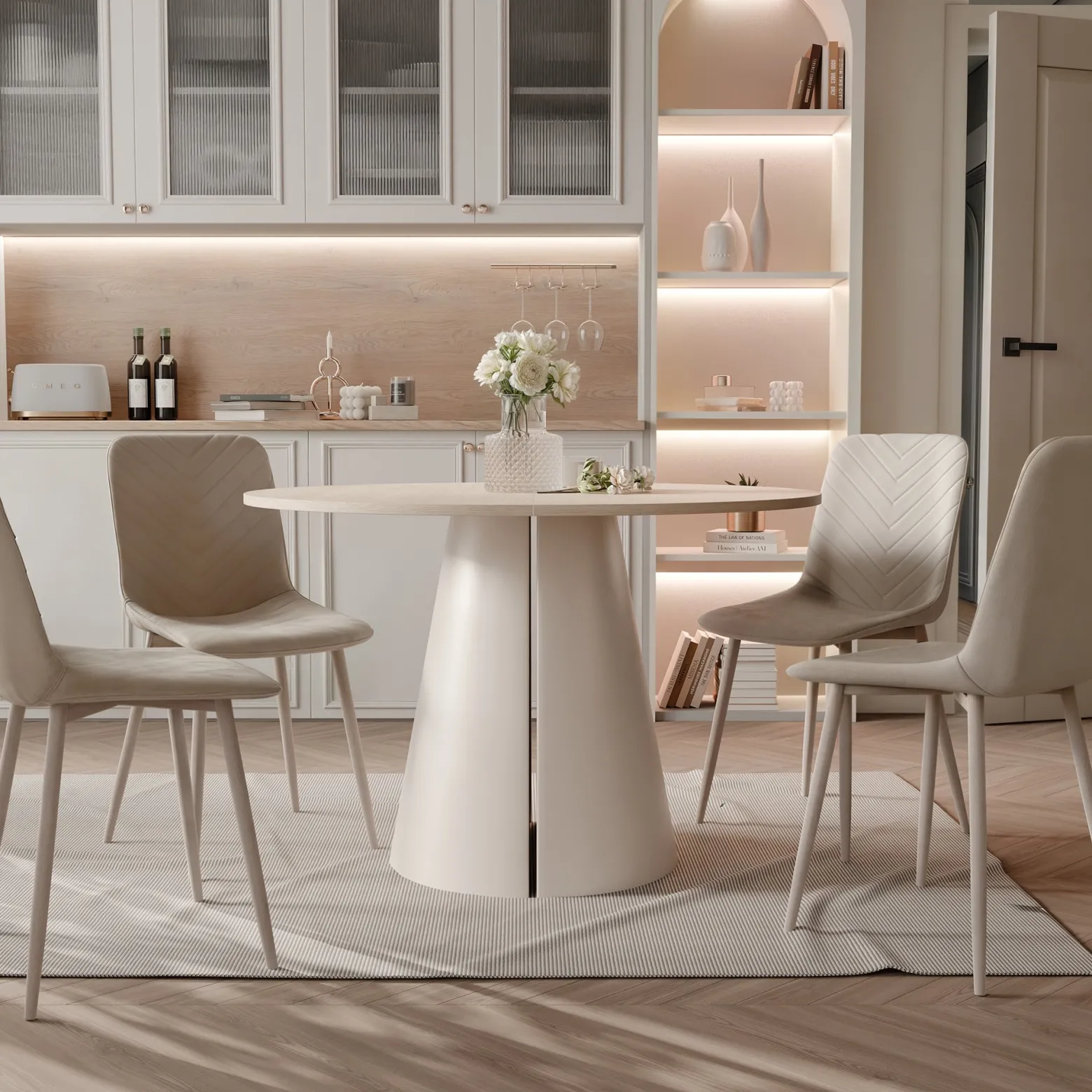 Stół BASE okrągły stół rozkładany 100 cm, nowoczesny design