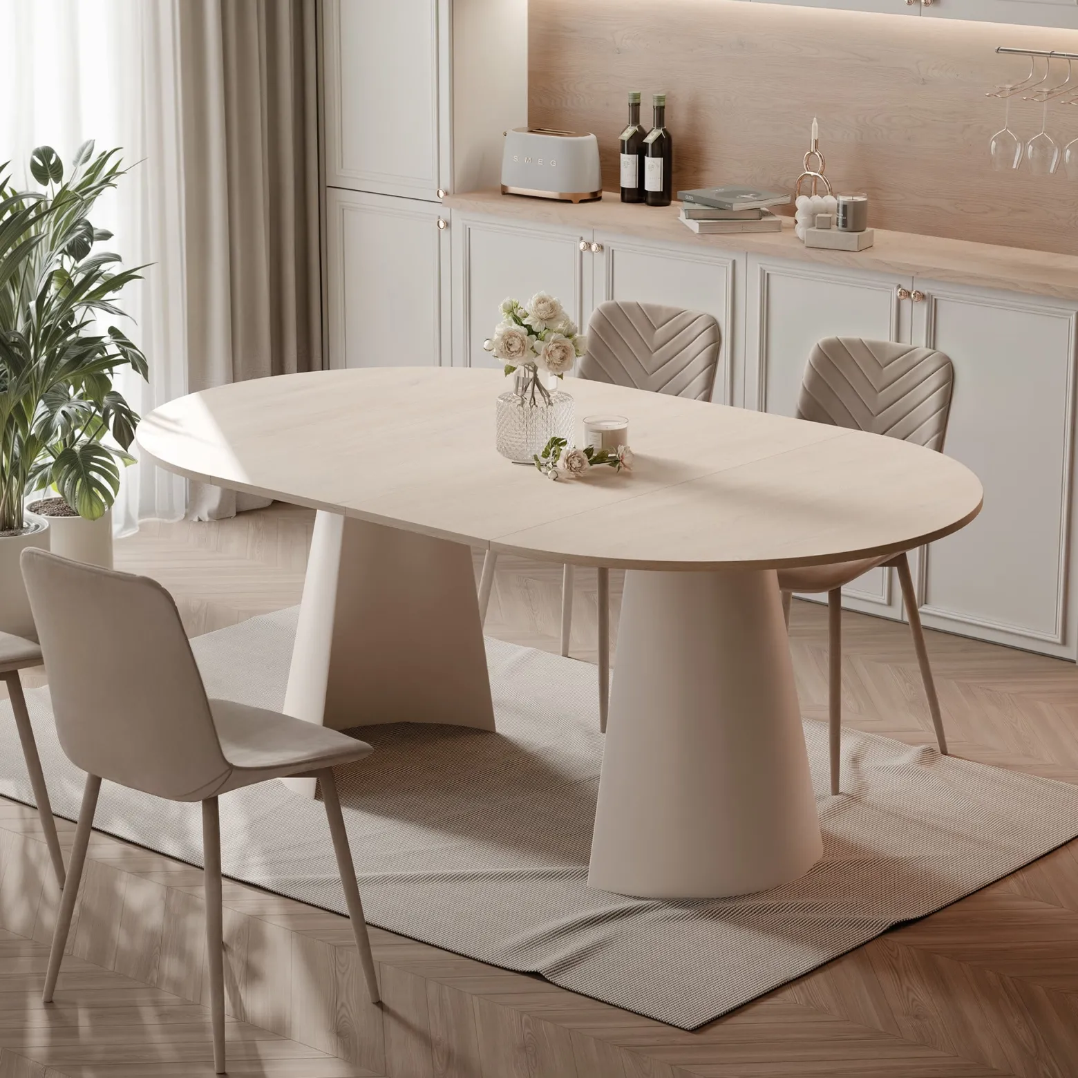 Stół BASE okrągły stół rozkładany 100 cm, nowoczesny design
