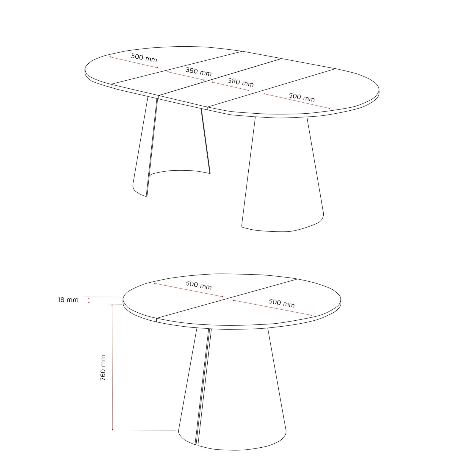 Stół BASE okrągły stół rozkładany 100 cm, nowoczesny design