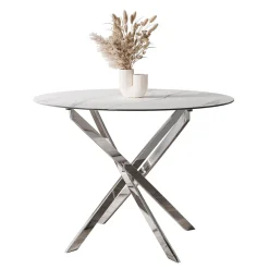 Stół BEIRA II 90 cm chrom/calacatta