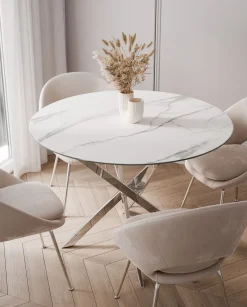Stół BEIRA II 90 cm chrom/calacatta
