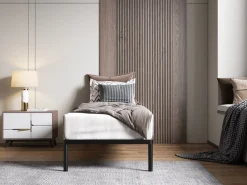 Stelaż Łóżka BED ALU 80x200 Metalowy Drewniane Listwy Nowoczesny czarny