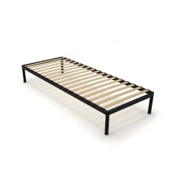 Stelaż Łóżka BED ALU 80x200 Metalowy Drewniane Listwy Nowoczesny czarny