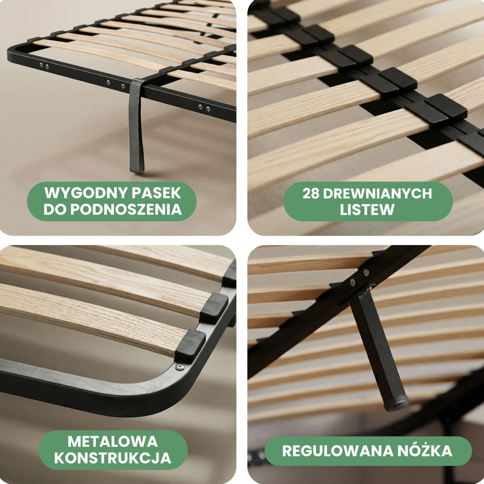 Stelaż metalowy do łóżka z mechanizmem podnoszenia 28 listew 100x200 cm