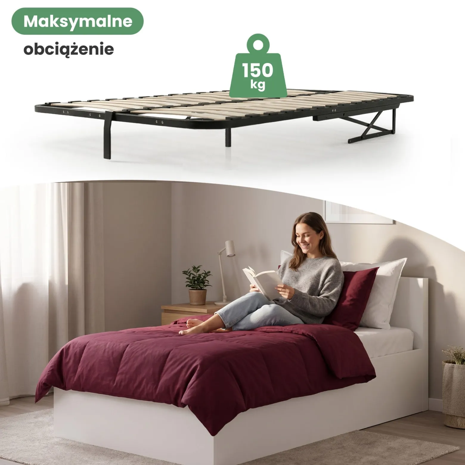 Stelaż metalowy do łóżka z mechanizmem podnoszenia 28 listew 100x200 cm