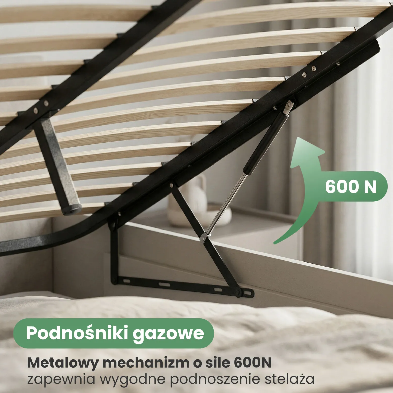 Stelaż metalowy do łóżka z mechanizmem podnoszenia 28 listew 100x200 cm