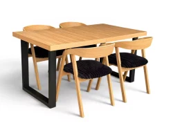 Stół Fornirowany 90x160/200cm Nogi Metal U+4 Krzesła Dębowe Sztaplowane