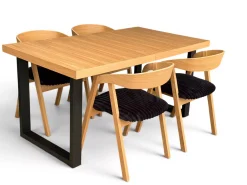 Stół Fornirowany 90x160/200cm Nogi Metal U+4 Krzesła Dębowe Sztaplowane