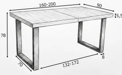 Stół Fornirowany 90x160/200cm Nogi Metal U+4 Krzesła Dębowe Sztaplowane