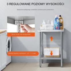 Stół gastronomiczny nierdzewny 60x60cm wolnostojący blat hartowany