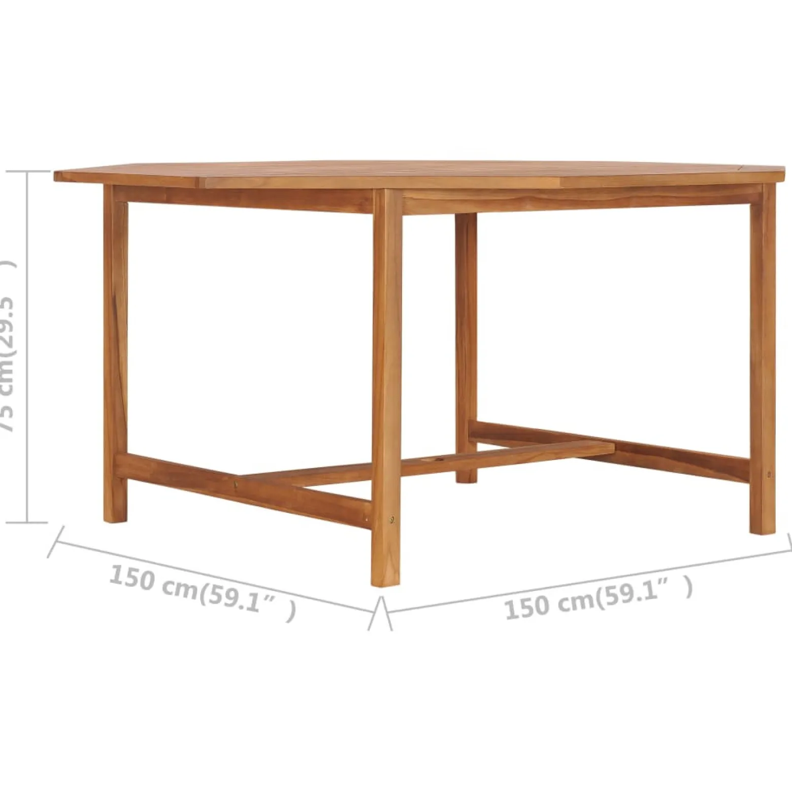 Stół jadalniany Brąz 150 x 150 x 75 cm Drewno vidaXL