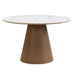 Stół jadalny 120cm Spiek kamienny Stół okrągły Stół kuchenny Metal 6 osób
