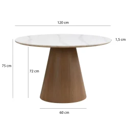 Stół jadalny 120cm Spiek kamienny Stół okrągły Stół kuchenny Metal 6 osób