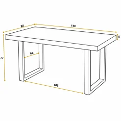 Stół nierozkładany LOFT U 140X80 Atelier ciemny/czarny