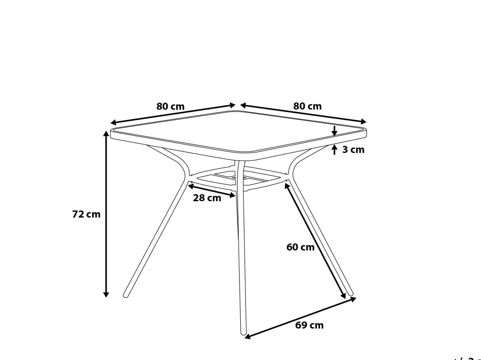 Stół ogrodowy metalowy 80x80 czarny