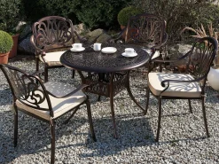 Stół ogrodowy okrągły 90 cm brązowy metal
