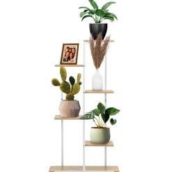 Stojak na kwiaty 113 cm kwietnik metalowy z 6 półkami loft wielopoziomowy