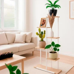 Stojak na kwiaty 113 cm kwietnik metalowy z 6 półkami loft wielopoziomowy