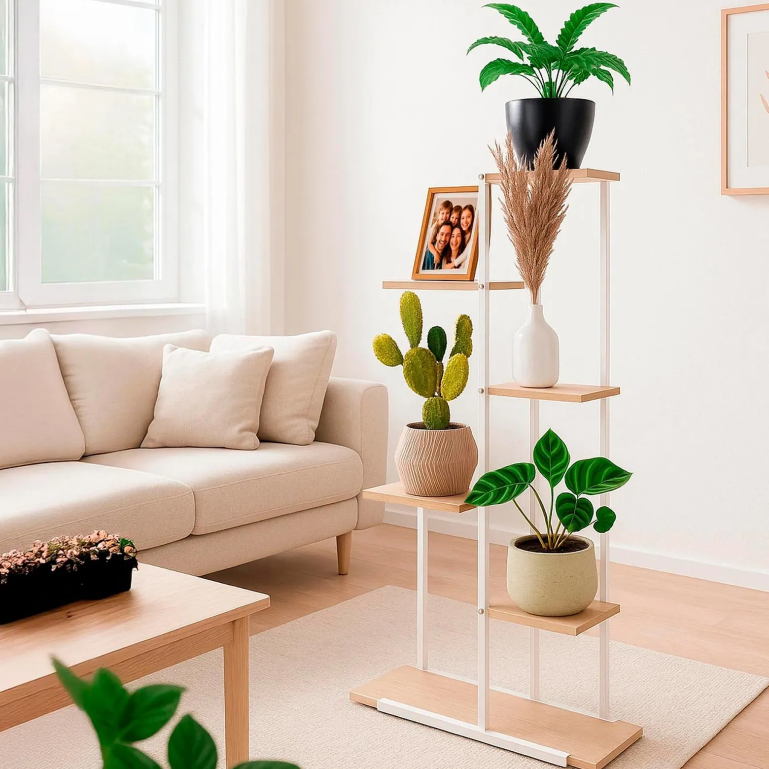 Stojak na kwiaty 113 cm kwietnik metalowy z 6 półkami loft wielopoziomowy
