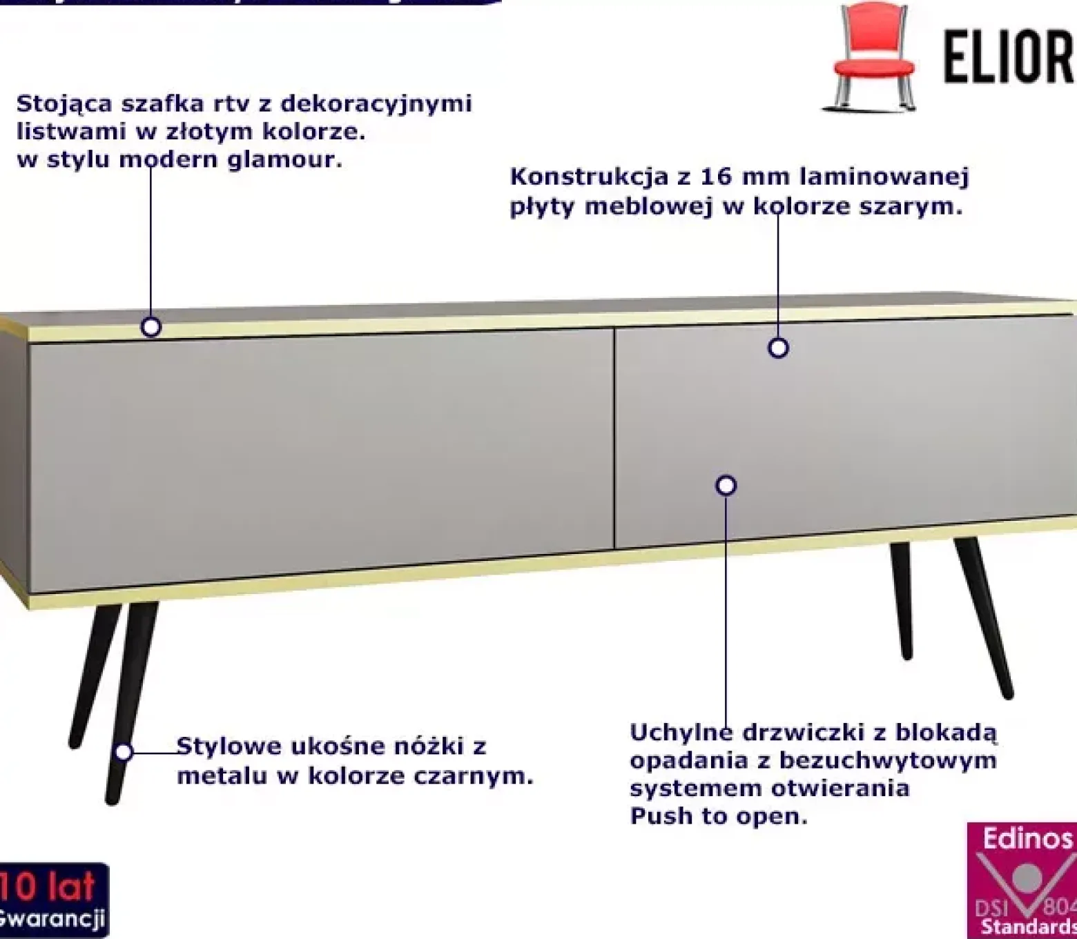 Stojąca szafka na telewizor szary + czarny - Vetica