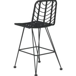 Stołki barowe, 2 szt., czarne 45x56x103,5 cm, PE, rattan i stal