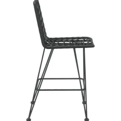 Stołki barowe, 2 szt., czarne 45x56x103,5 cm, PE, rattan i stal