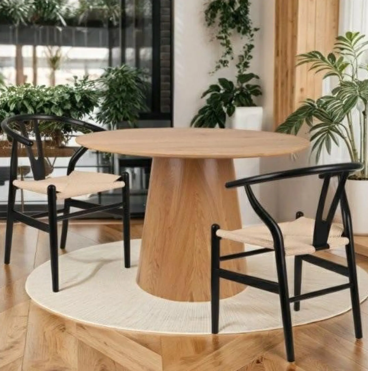 STÓŁ OKRĄGŁY 80 cm Soleilo MDF I OKLEINA DREWNA