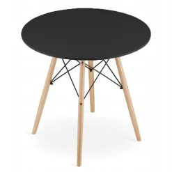Stół okrągły czarny 70 cm skandynawski drewniane nogi do kuchni BEGRYF